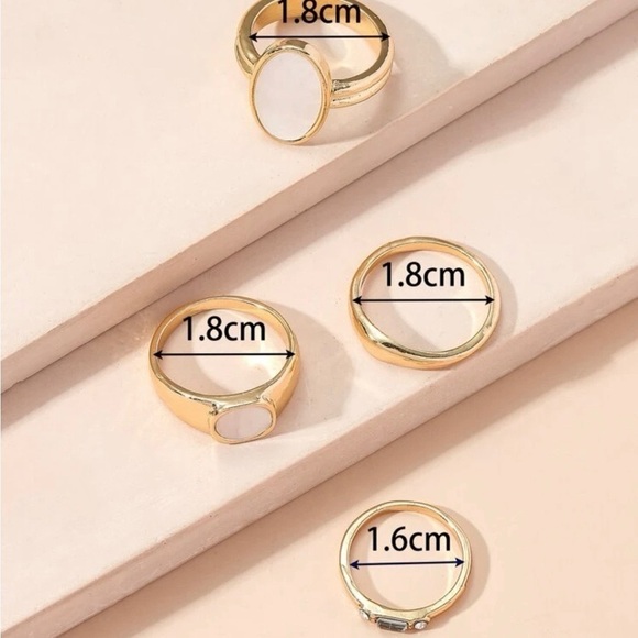 Pearl Stone Geometric Ring Set - Picture 4 of 12